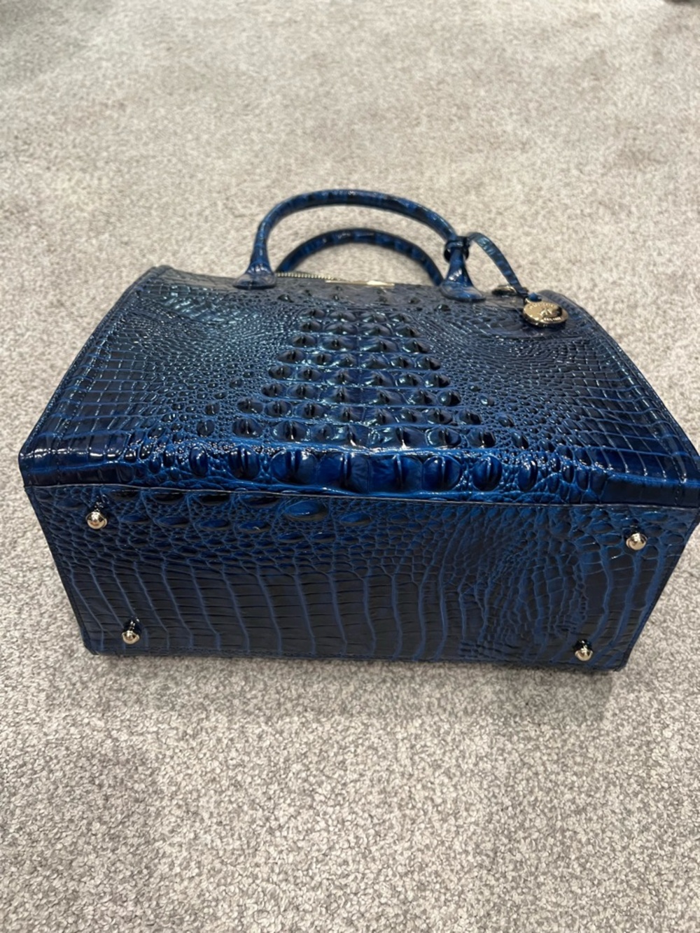 Brahmin Carolina Blue Croc-Embossed Leather Satchel Bag Purse - Picture 6 of 10